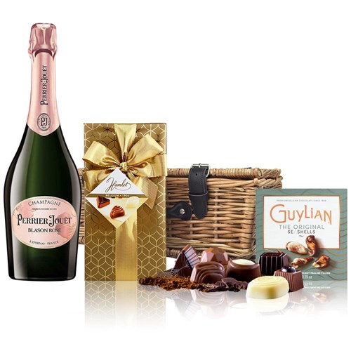 Perrier Jouet Rose Champagne 75cl And Chocolates Hamper